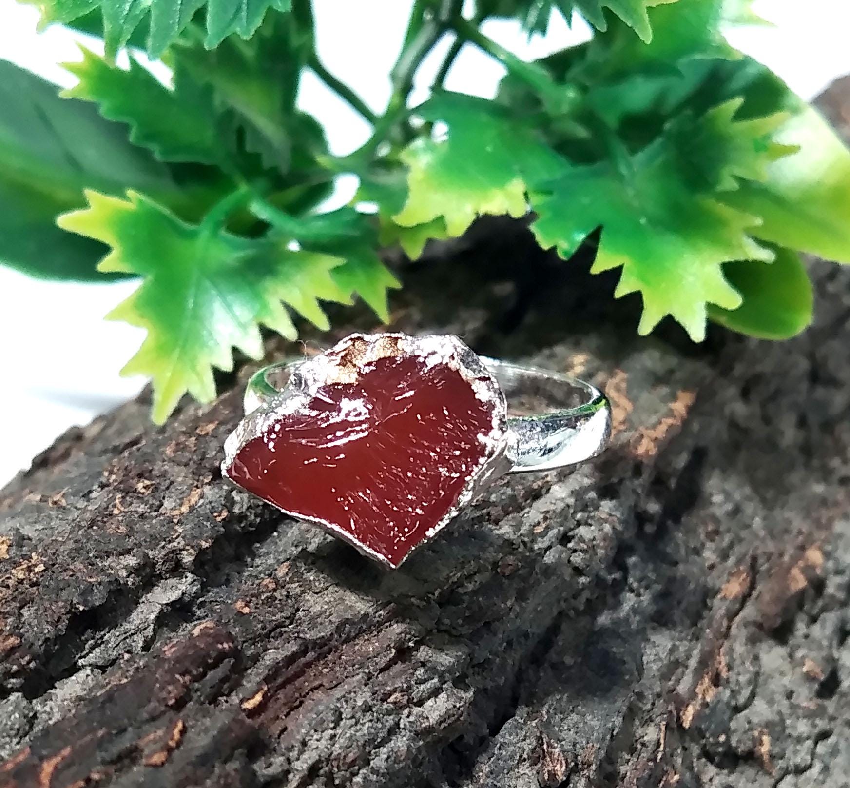 Natural Carnelian Rough Gemstone Ring, Solid 925 Sterling Silver Ring, Carnelian Stone Size 14x11mm Handmade Ring Gift Wedding Ring